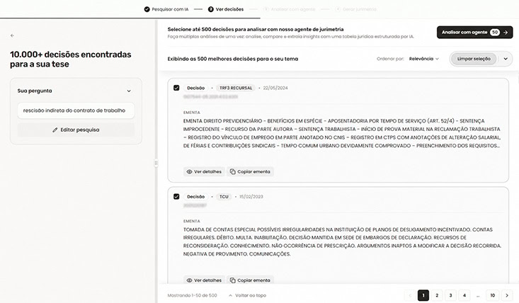 Jurimetria - A plataforma encontra e seleciona as decisões